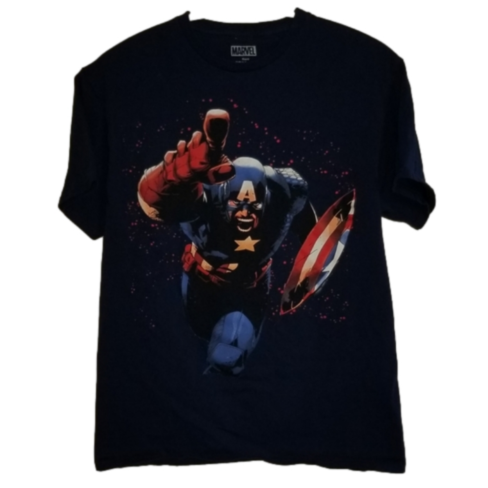 Marvel Capt America Blue Short Sleeve TShirt Size M
